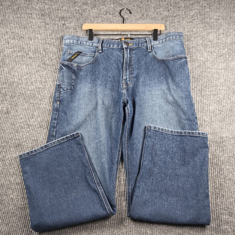 Ariat Rebar M3 Loose Straight Jeans Men 38x30 Blue Utility Denim Workwear Cowboy